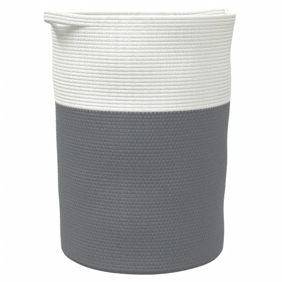 Panier de rangement gris et blanc Ø49x65 cm coton - 2