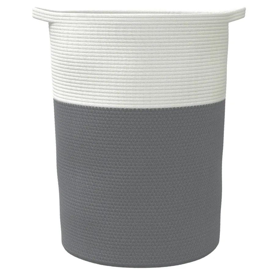 Panier de rangement gris et blanc Ø49x65 cm coton - 4