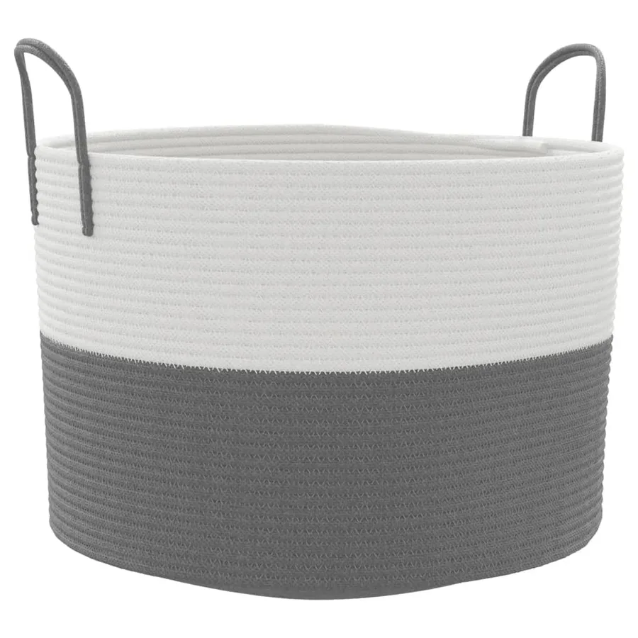 Panier de rangement gris et blanc Ø51x33 cm coton - 2