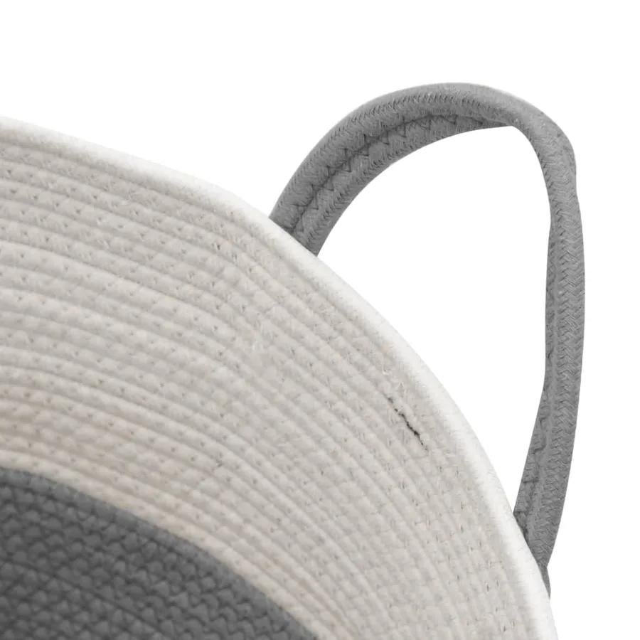 Panier de rangement gris et blanc Ø51x33 cm coton - 6