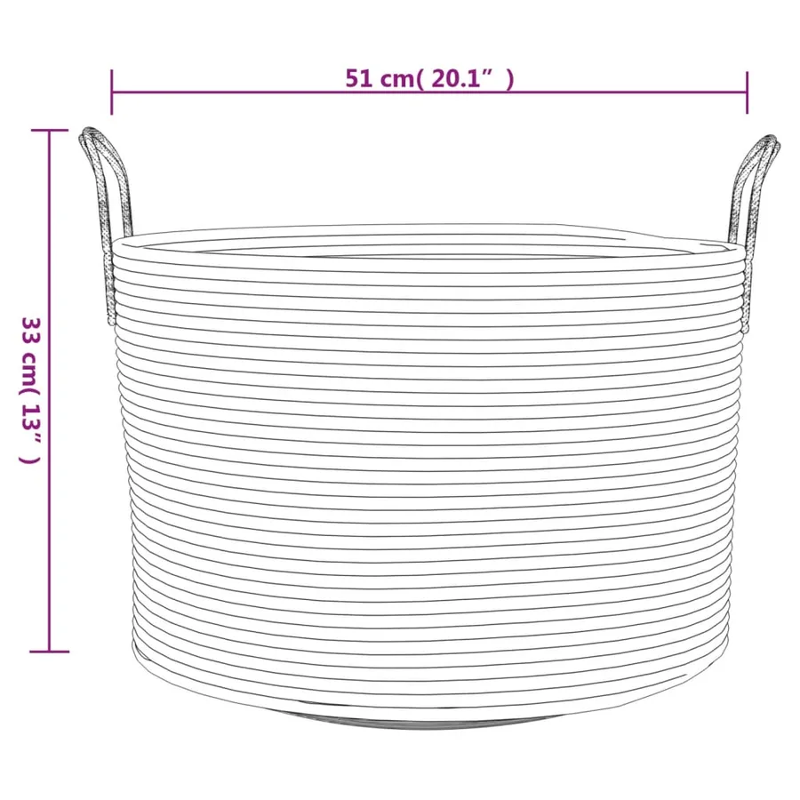 Panier de rangement gris et blanc Ø51x33 cm coton - 9
