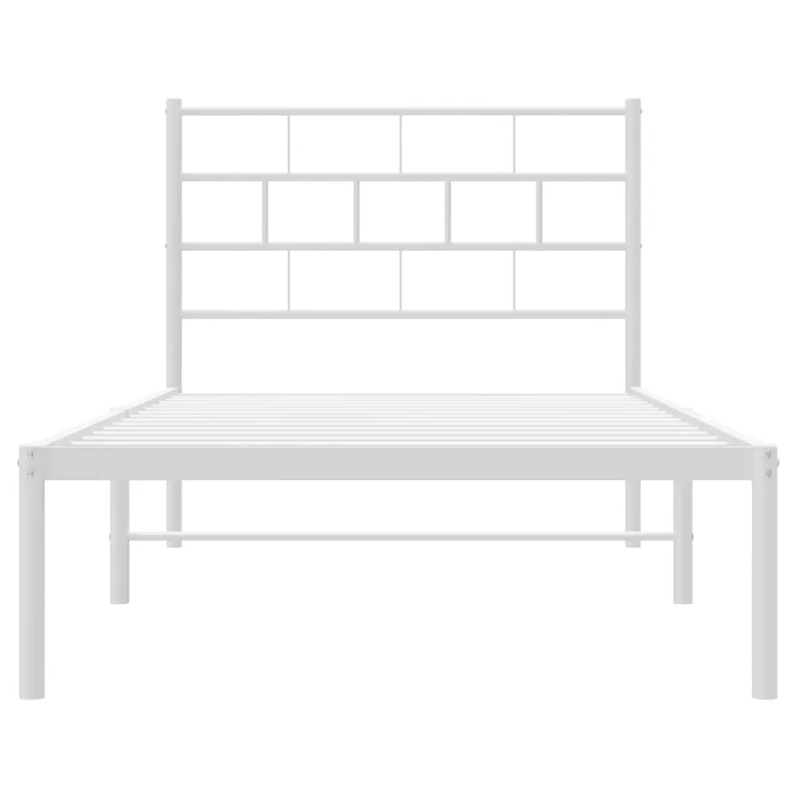 Cadre de lit métal sans matelas avec tête de lit blanc 75x190cm - 5