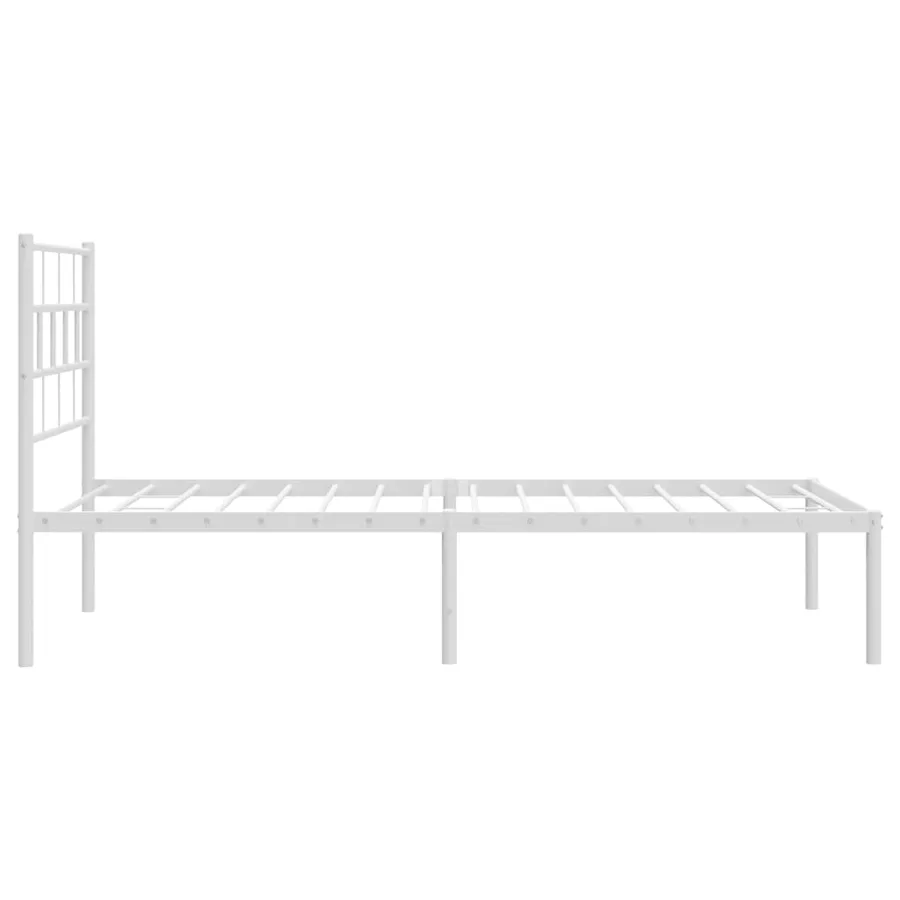 Cadre de lit métal sans matelas avec tête de lit blanc 75x190cm - 6