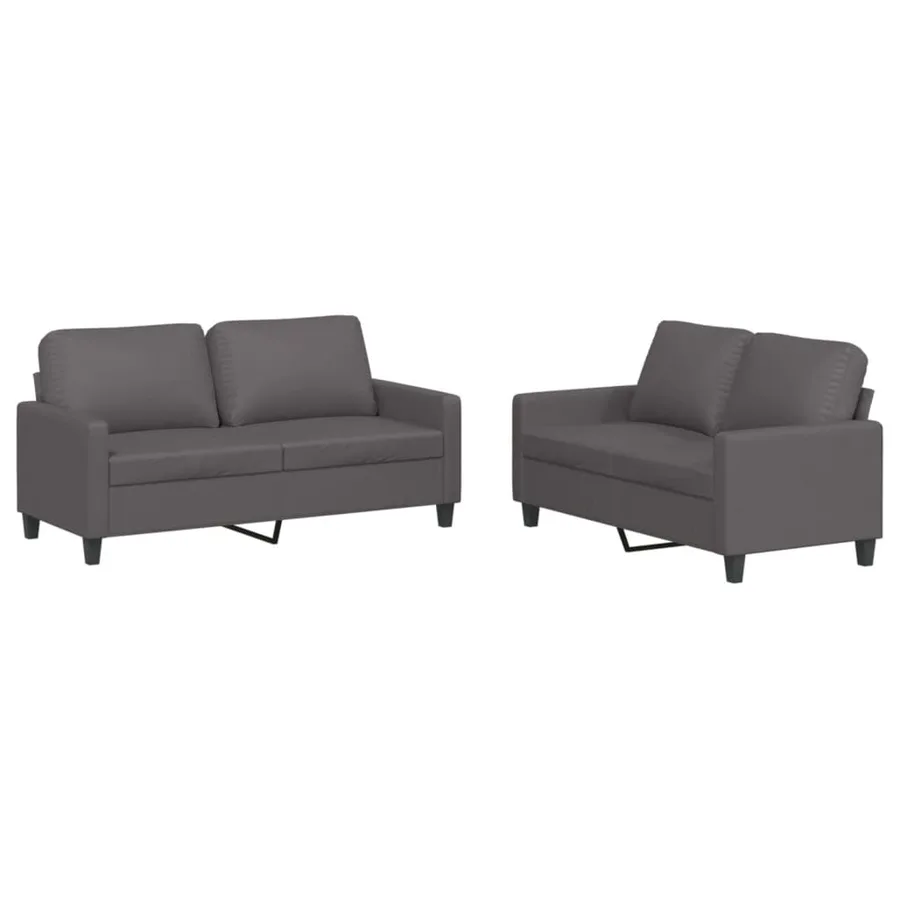 Ensemble de canapés 2 pcs avec coussins Gris Similicuir - 2