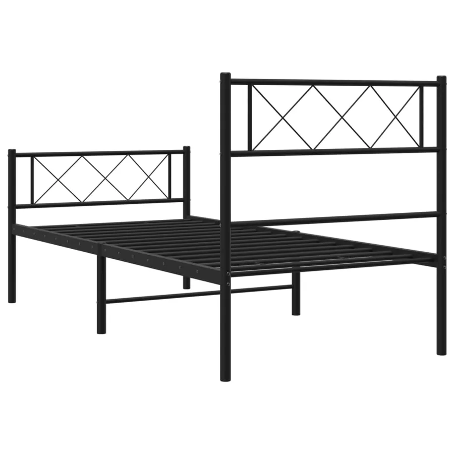Cadre de lit métal sans matelas avec pied de lit noir 90x200 cm - 7