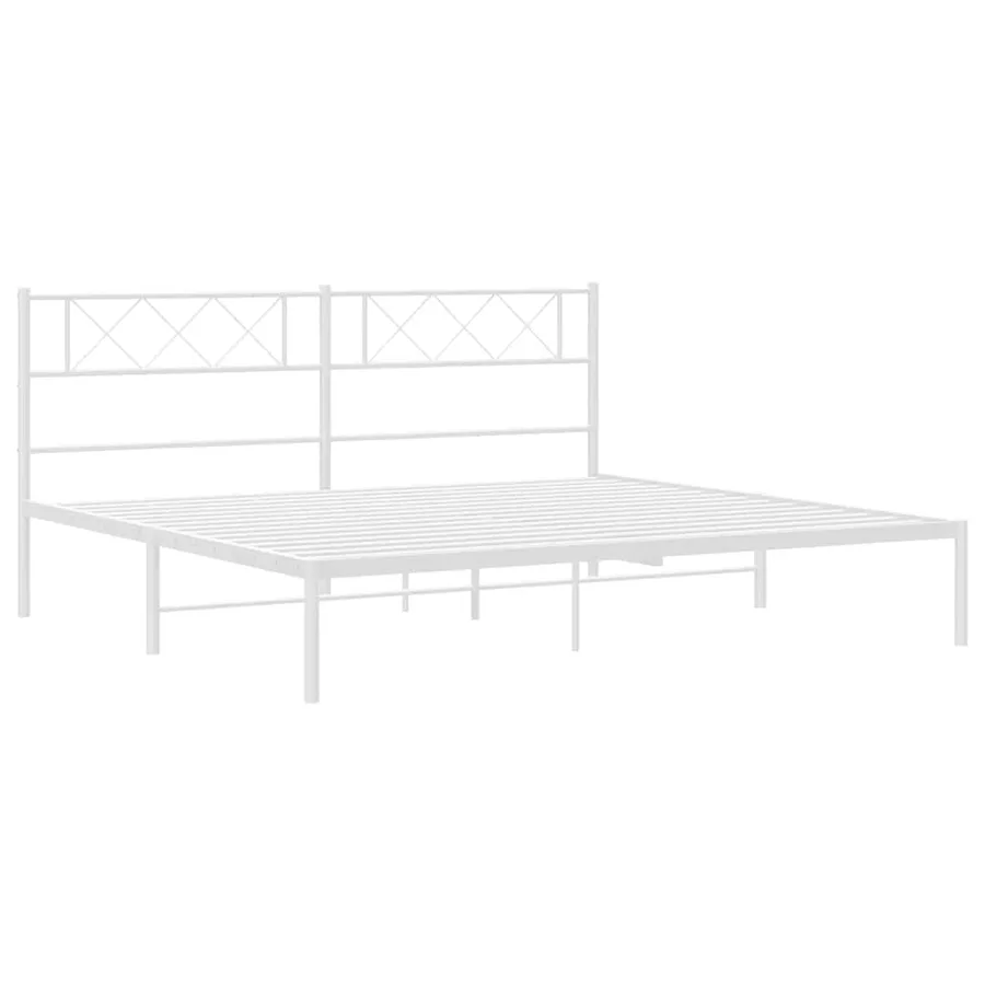 Cadre de lit métal sans matelas et tête de lit blanc 183x213 cm - 5