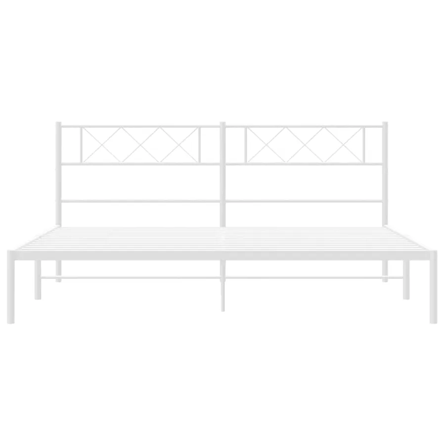 Cadre de lit métal sans matelas et tête de lit blanc 183x213 cm - 6