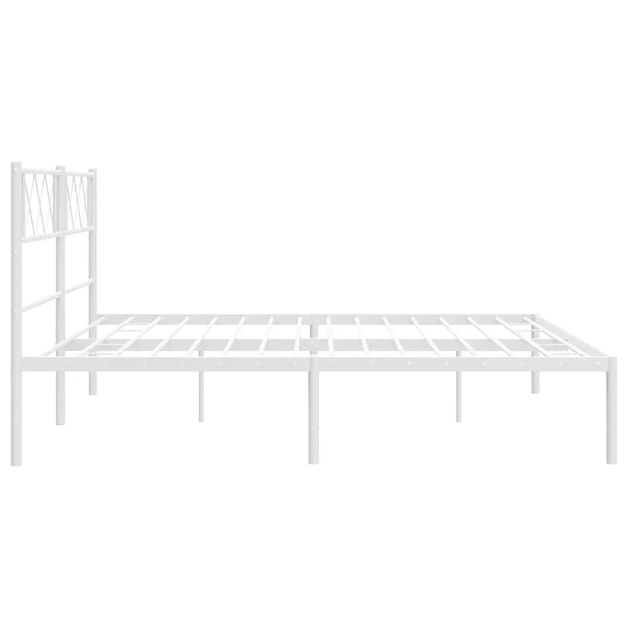 Cadre de lit métal sans matelas et tête de lit blanc 183x213 cm - 7