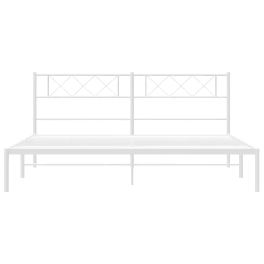 Cadre de lit métal sans matelas et tête de lit blanc 200x200 cm - 5