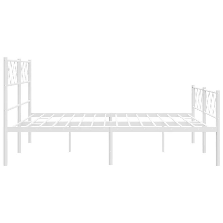 Cadre de lit métal sans matelas et pied de lit blanc 150x200 cm - 7