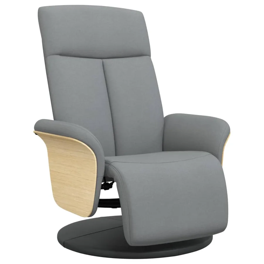 Fauteuil inclinable avec repose-pieds gris clair tissu - 2