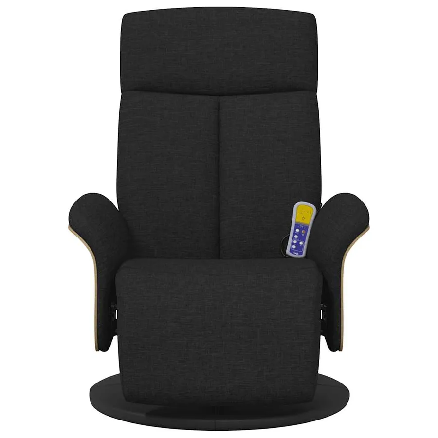 Fauteuil inclinable de massage avec repose-pieds noir tissu - 5