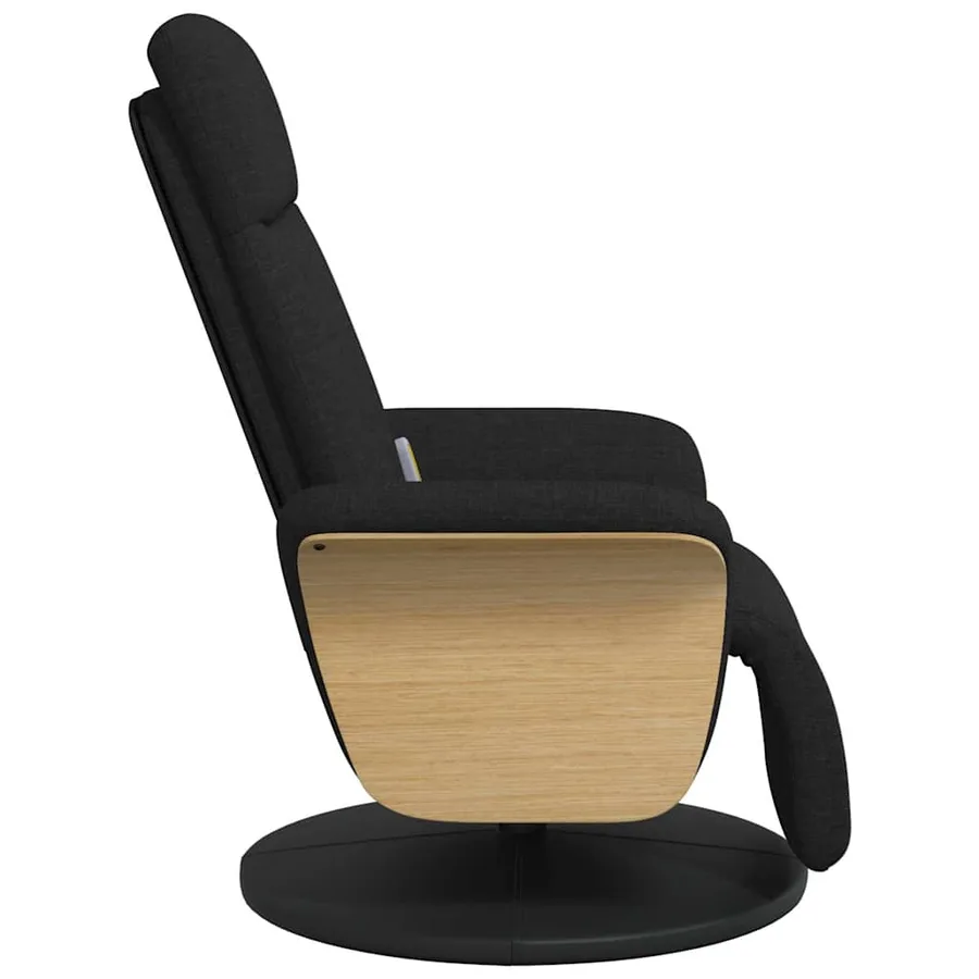 Fauteuil inclinable de massage avec repose-pieds noir tissu - 6