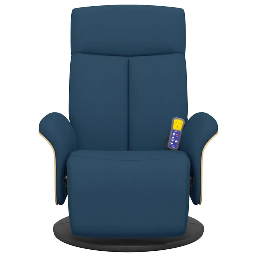 Fauteuil inclinable de massage avec repose-pieds bleu tissu - 4