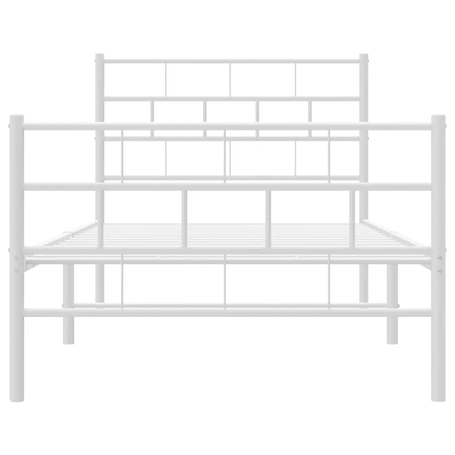 Cadre de lit métal sans matelas et pied de lit blanc 107x203 cm - 5
