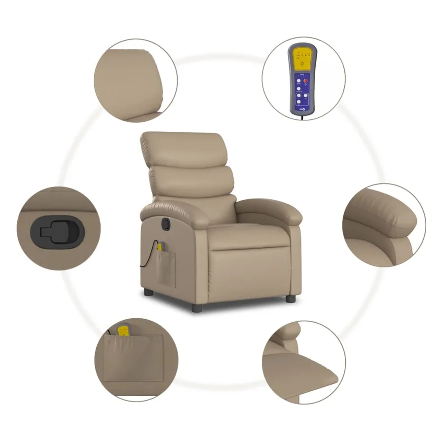 Fauteuil de massage inclinable Cappuccino Similicuir - 8