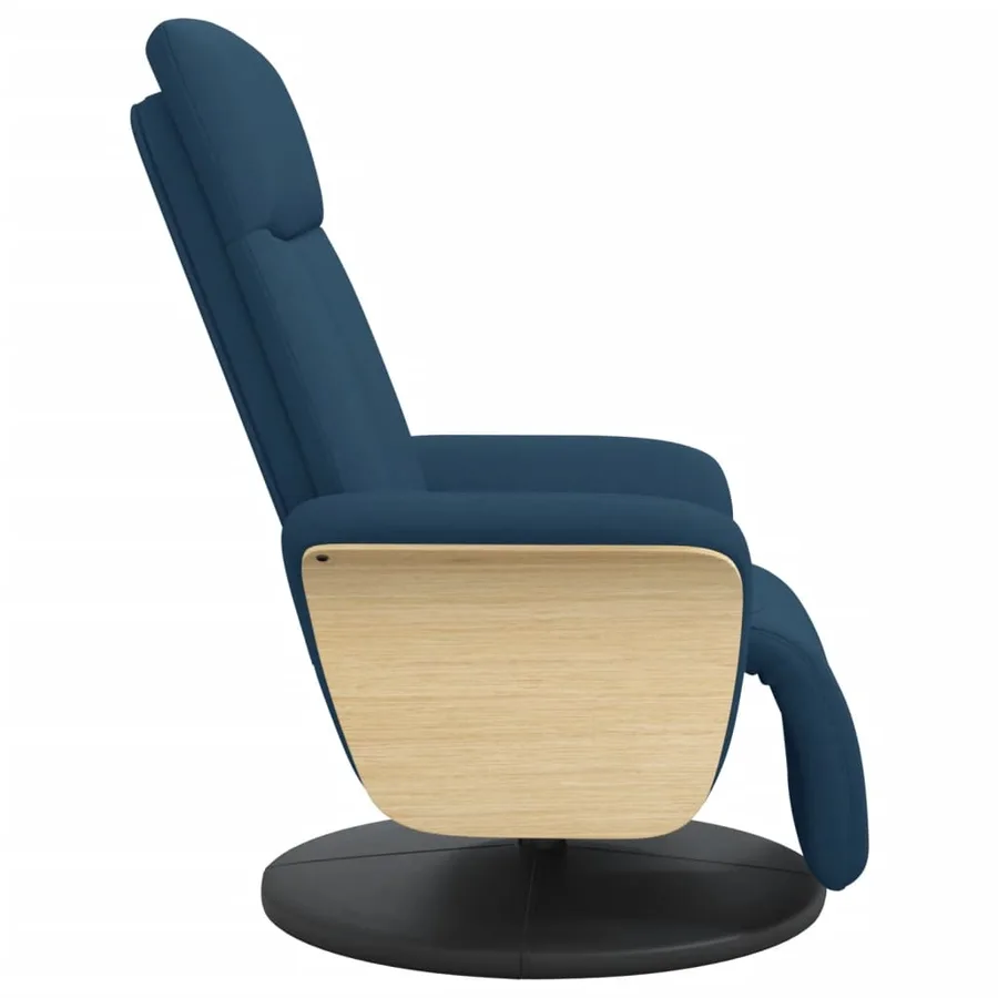 Fauteuil inclinable avec repose-pieds bleu tissu - 4