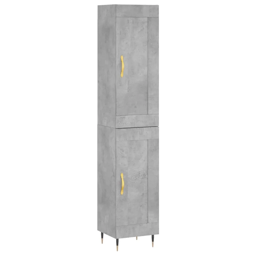 Buffet haut Gris béton 34,5x34x180 cm Bois d'ingénierie - 2