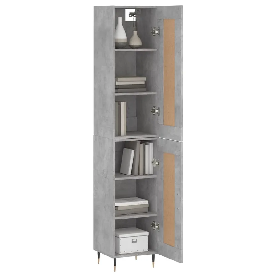 Buffet haut Gris béton 34,5x34x180 cm Bois d'ingénierie - 3