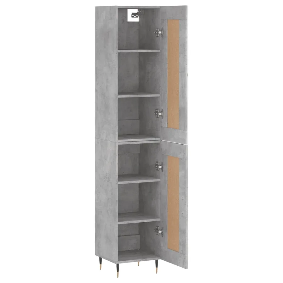 Buffet haut Gris béton 34,5x34x180 cm Bois d'ingénierie - 4