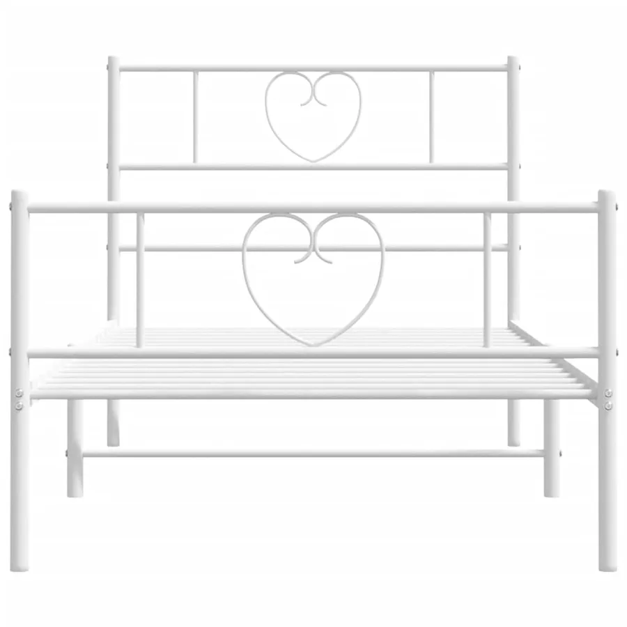 Cadre de lit métal sans matelas avec pied de lit blanc 75x190cm - 4