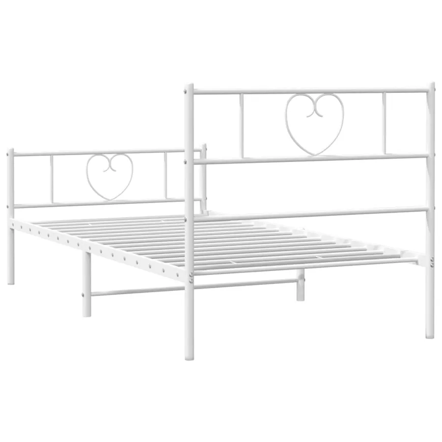 Cadre de lit métal sans matelas avec pied de lit blanc 75x190cm - 7