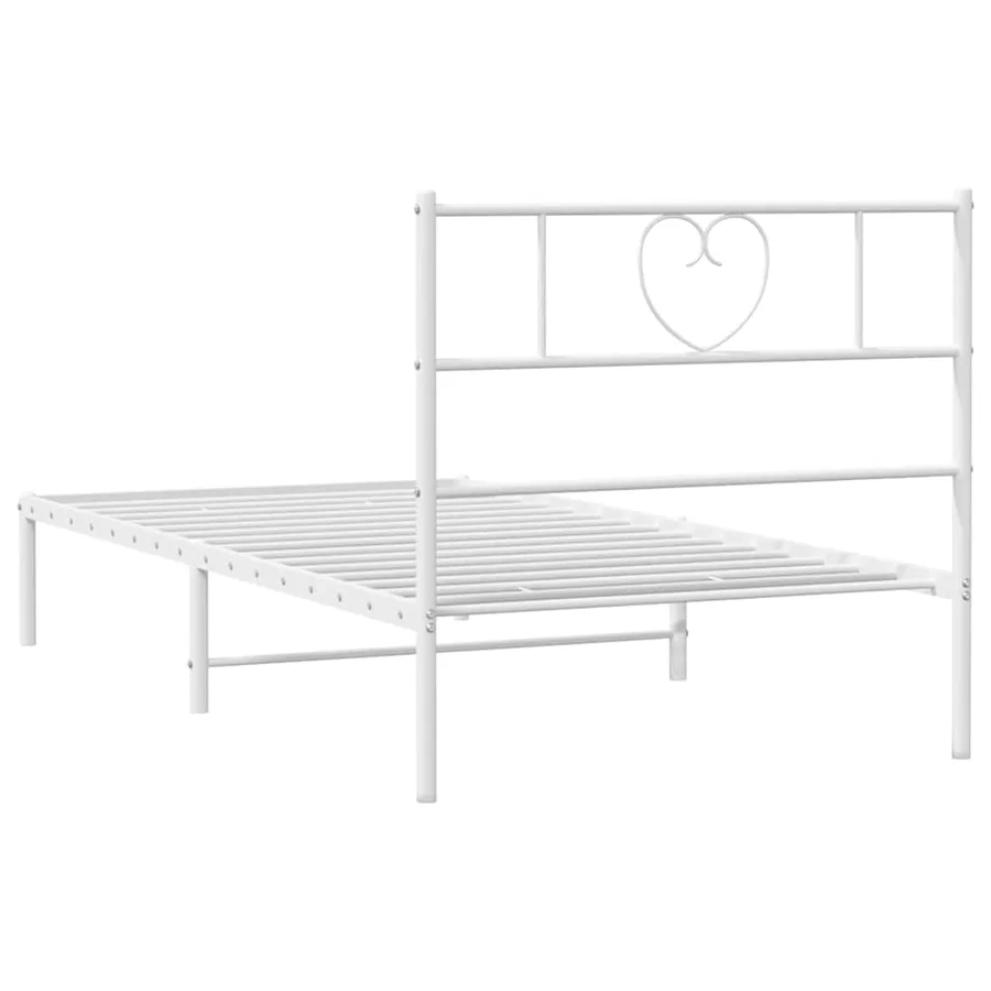 Cadre de lit métal sans matelas et tête de lit blanc 107x203 cm - 7
