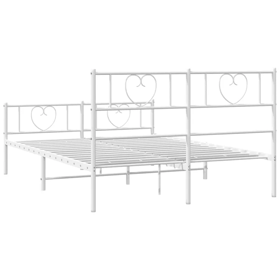 Cadre de lit métal sans matelas et pied de lit blanc 135x190 cm - 8