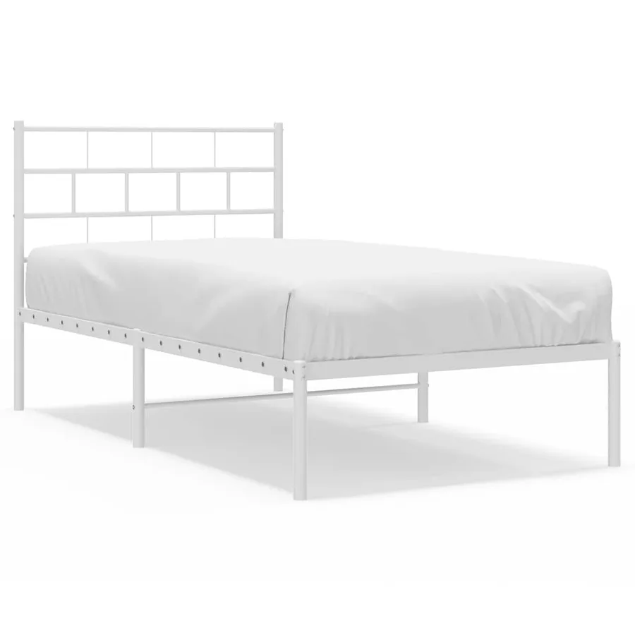 Cadre de lit métal sans matelas et tête de lit blanc 100x200 cm - 2