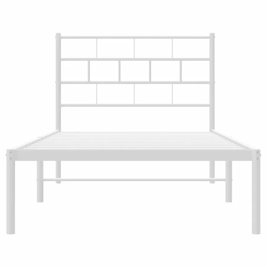 Cadre de lit métal sans matelas et tête de lit blanc 100x200 cm - 6