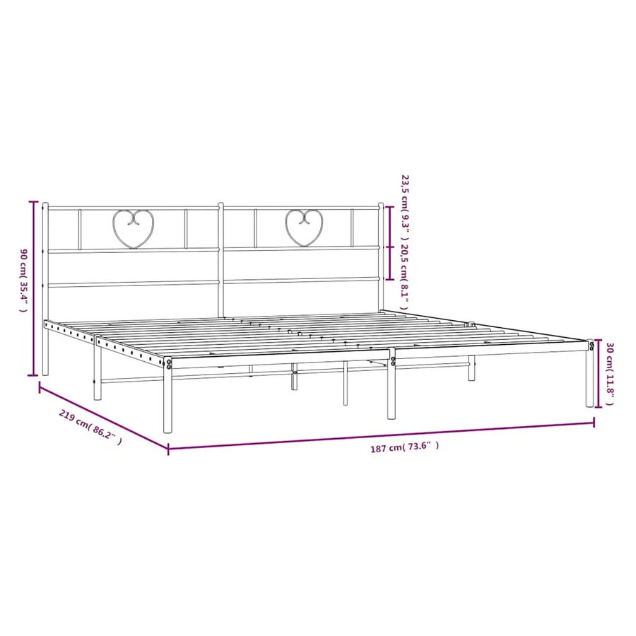 Cadre de lit métal sans matelas et tête de lit blanc 183x213 cm - 10
