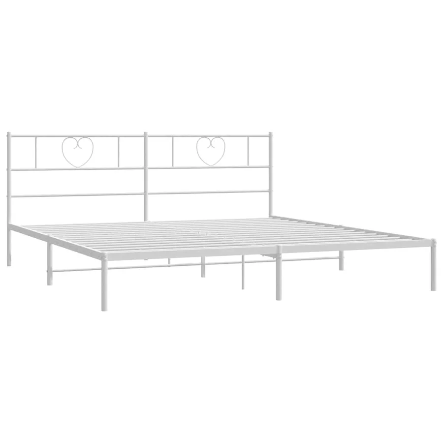 Cadre de lit métal sans matelas et tête de lit blanc 183x213 cm - 6