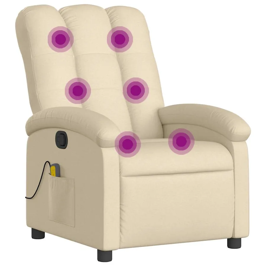 Fauteuil de massage inclinable crème tissu - 2