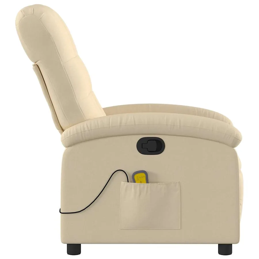 Fauteuil de massage inclinable crème tissu - 5