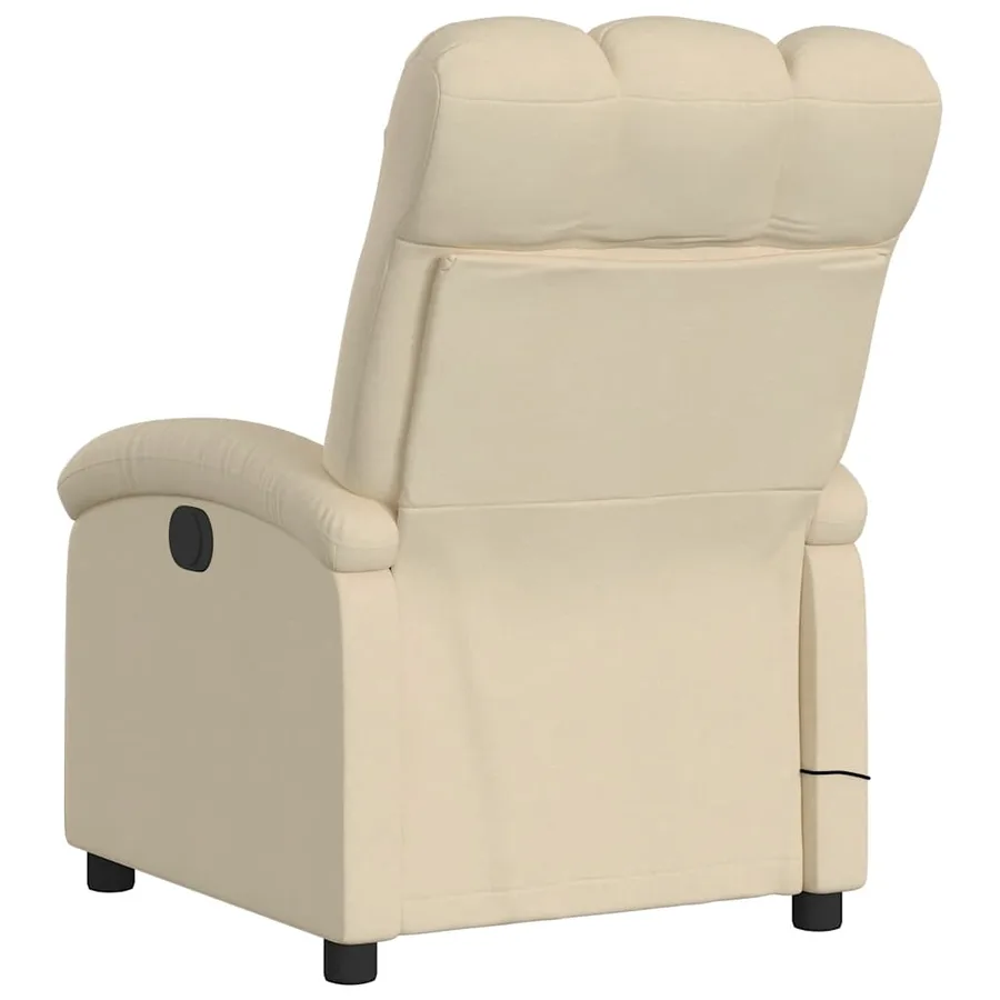 Fauteuil de massage inclinable crème tissu - 6