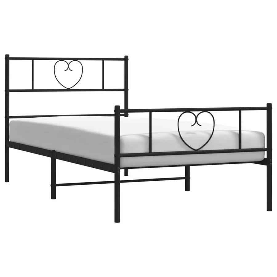 Cadre de lit métal sans matelas avec pied de lit noir 75x190 cm - 3