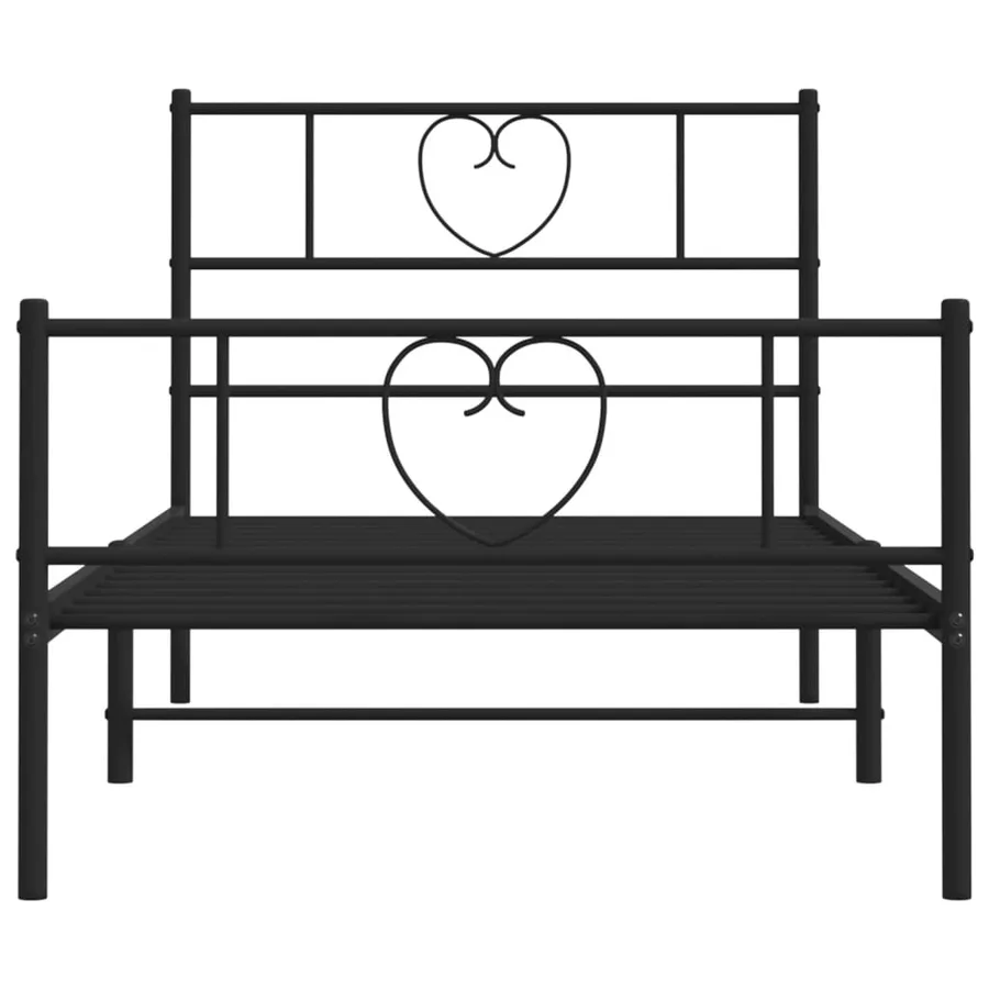 Cadre de lit métal sans matelas avec pied de lit noir 75x190 cm - 5
