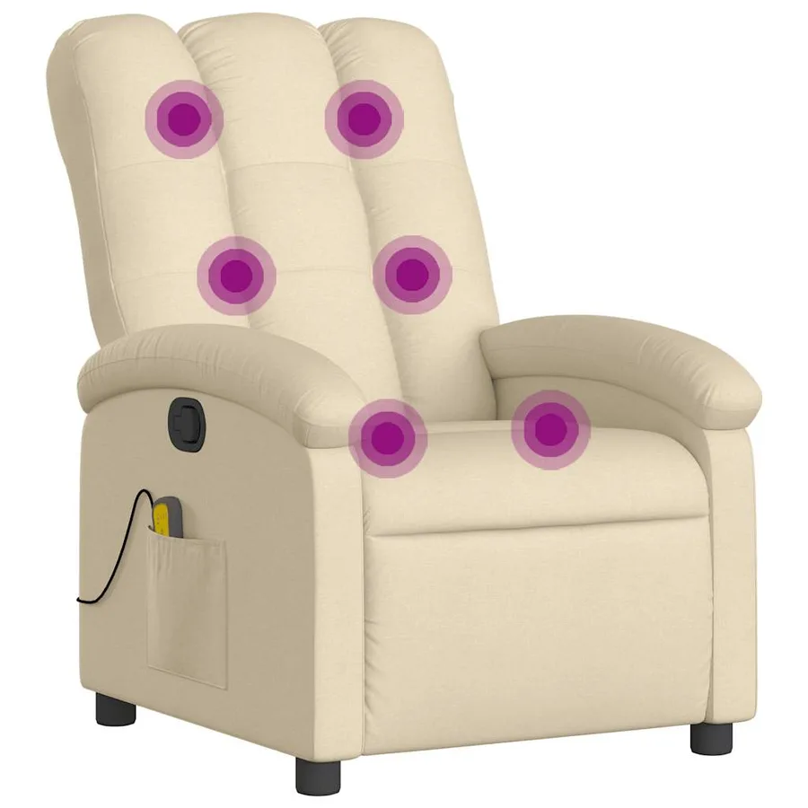 Fauteuil inclinable de massage crème tissu - 2
