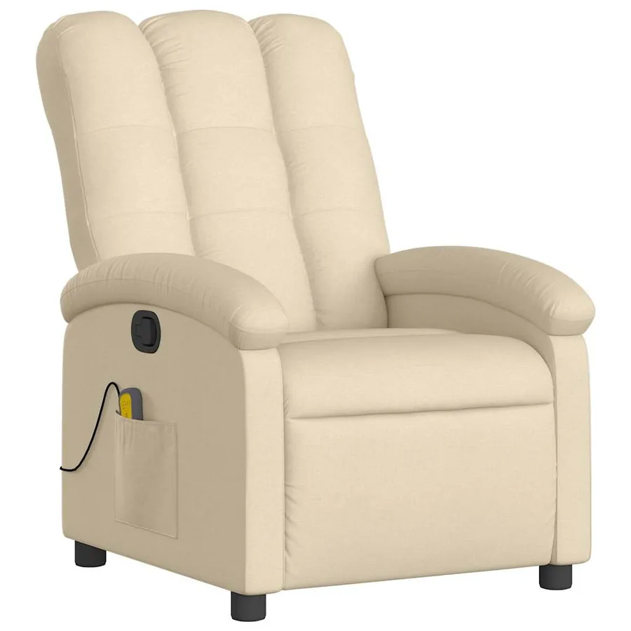 Fauteuil inclinable de massage crème tissu - 3