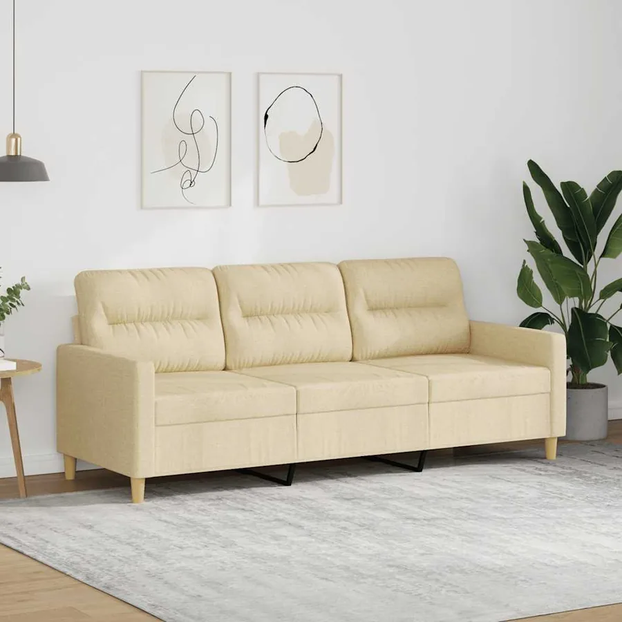 Canapé à 3 places Crème 180 cm Tissu
