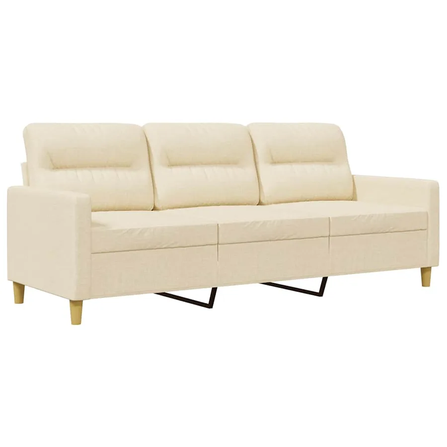 Canapé à 3 places Crème 180 cm Tissu - 2