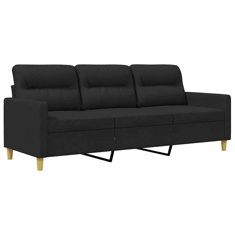 Canapé à 3 places Noir 180 cm Tissu - 2