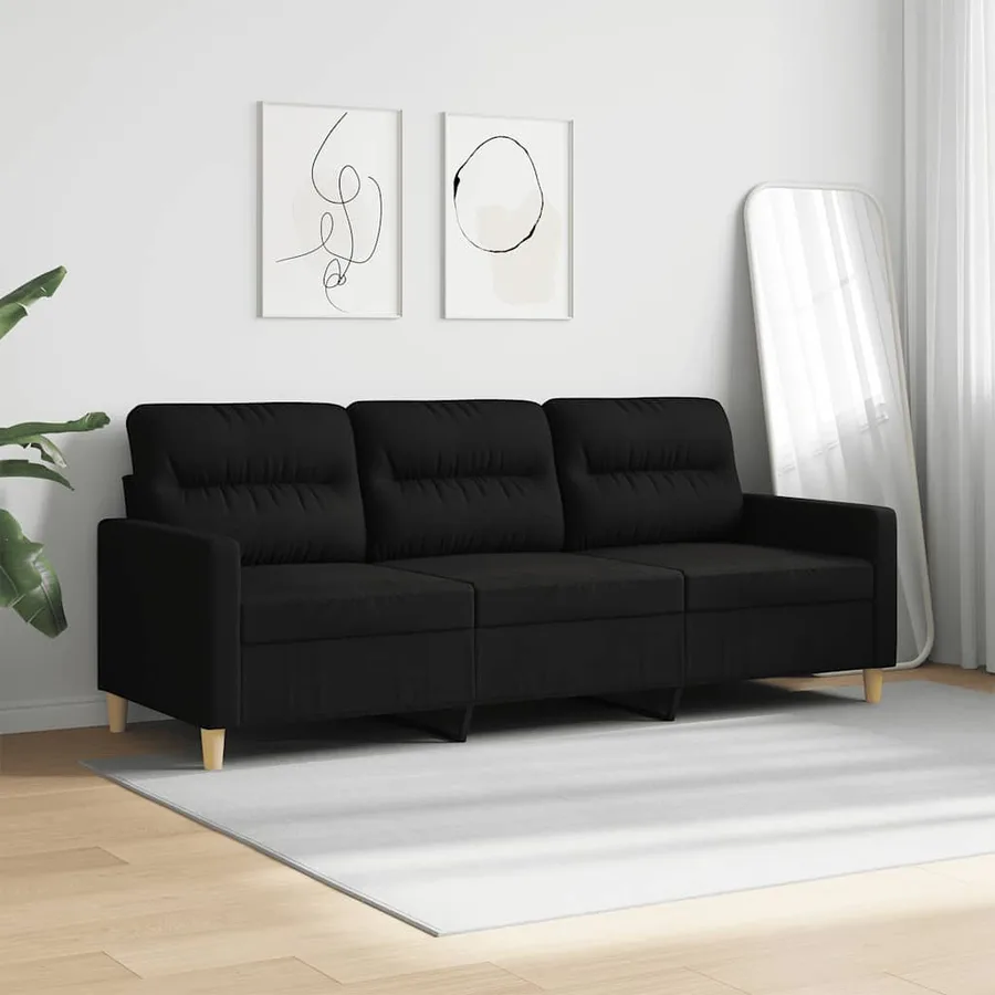Canapé à 3 places Noir 180 cm Tissu - 3