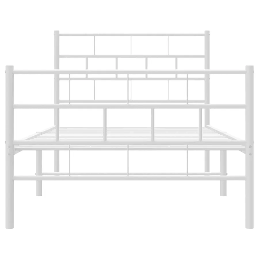 Cadre de lit métal sans matelas et pied de lit blanc 100x190 cm - 6