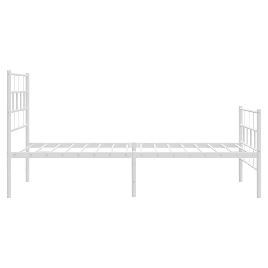 Cadre de lit métal sans matelas et pied de lit blanc 100x190 cm - 7