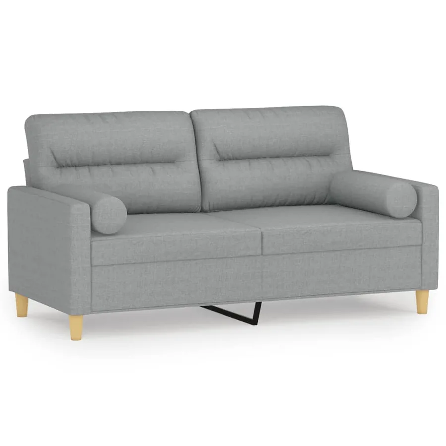 Canapé 2 places avec oreillers gris clair 140 cm tissu - 2