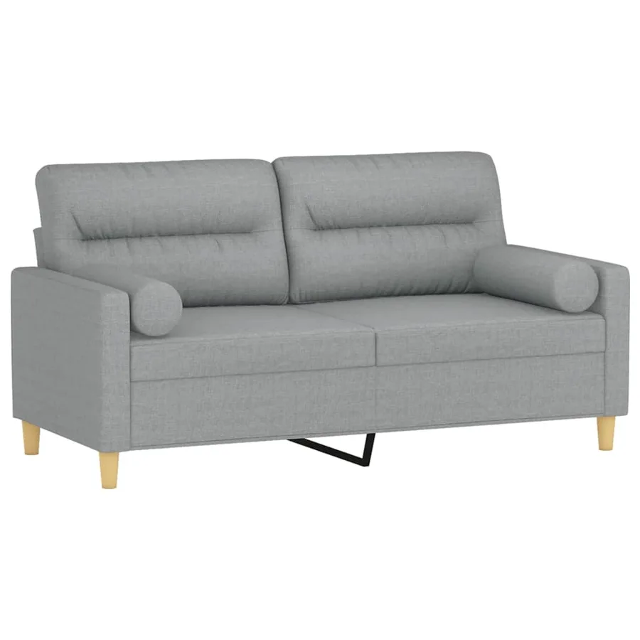 Canapé 2 places avec oreillers gris clair 140 cm tissu - 3
