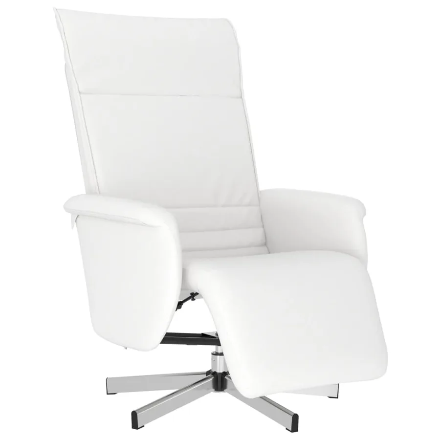 Fauteuil inclinable avec repose-pieds blanc similicuir - 2