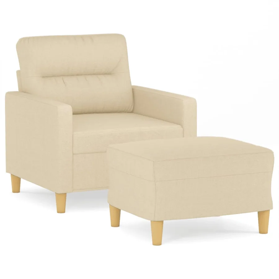 Fauteuil avec repose-pied Crème 60 cm Tissu - 2