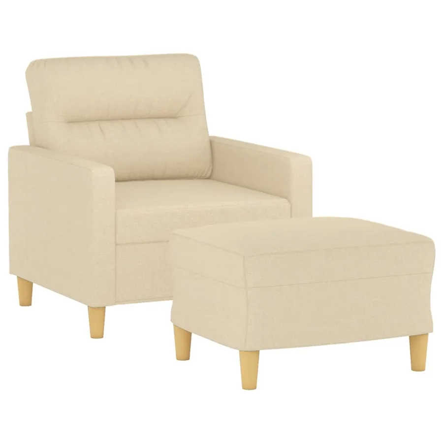 Fauteuil avec repose-pied Crème 60 cm Tissu - 3